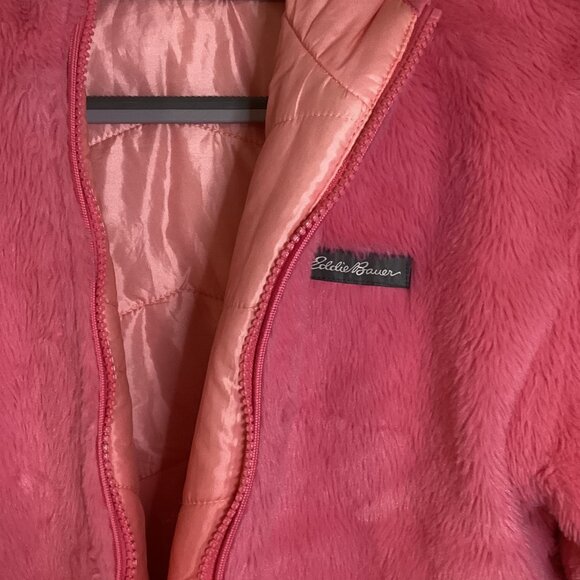 Eddie Bauer Girls Reversible Fleece Lined Puffer Coat Hooded Jacket Size X L - Picture 7 of 11